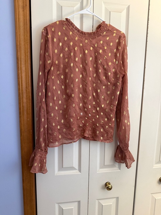 Endless Rose Tops - Endless Rose Mauve Pink Blouse with Gold Dot Accents